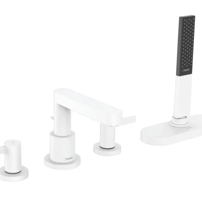 Hansgrohe Finoris - maisītājs uz vannas malas, 4 caurumu uzstādīšana, sBox, balts matēts 76444700