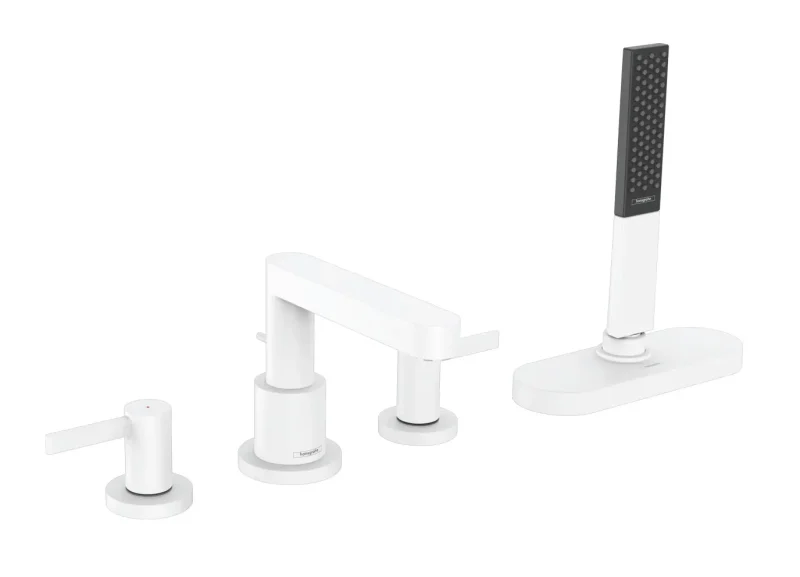 Hansgrohe Finoris - maisītājs uz vannas malas, 4 caurumu uzstādīšana, sBox, balts matēts 76444700