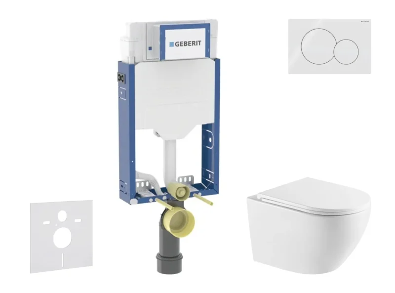 Geberit Kombifix - komplekts ar priekšsienas elementu, Oudee WC ar Softclose sēdekli un Sigma01 vadības plati, Alpu balts SANI15CA3152