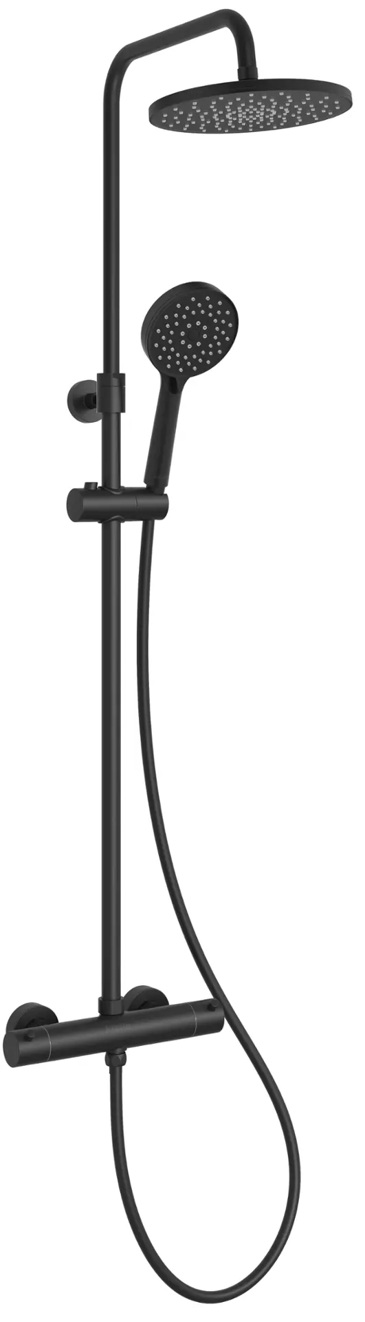 kielle Oudee - dušas komplekts ar termostatu, diametrs 23 cm, 3 strūklas, matēti melns 20602024