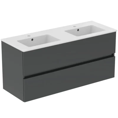 Ideal Standard Eurovit+ - dubultā izlietne ar apakšskapi, 55x120x44 cm, 2 atvilktnes, tumši pelēks R0576TI
