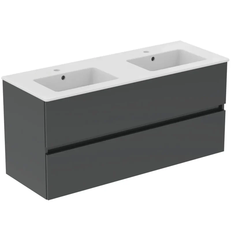 Ideal Standard Eurovit+ - dubultā izlietne ar apakšskapi, 55x120x44 cm, 2 atvilktnes, tumši pelēks R0576TI
