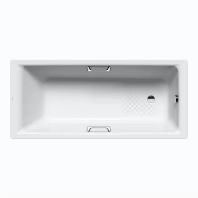 Kaldewei Ambiente - taisnstūrveida vanna Puro Star 693, 170x80 cm, ar rokturu atverēm, pretslīdes, pērļu efekts, balta 259530003001