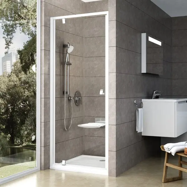 Ravak Pivot - dušas veramās durvis, 90 cm, balts/hroms/caurspīdīgs stikls 03G70100Z1