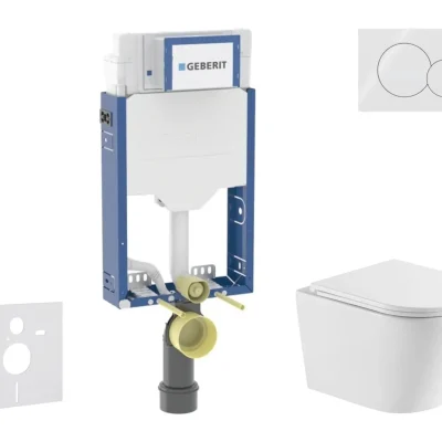 Geberit Kombifix - komplekts priekšsienas elements, Nefia WC ar SoftClose sēdekli un Sigma01 vadības plati, Alpu balts SANI15CA3146