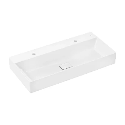 Hansgrohe Xevolos E - dubultā izlietne 100x48 cm, bez pārplūdes, 2 caurumiem jaucējkrānam, SmartClean, balta 61110450