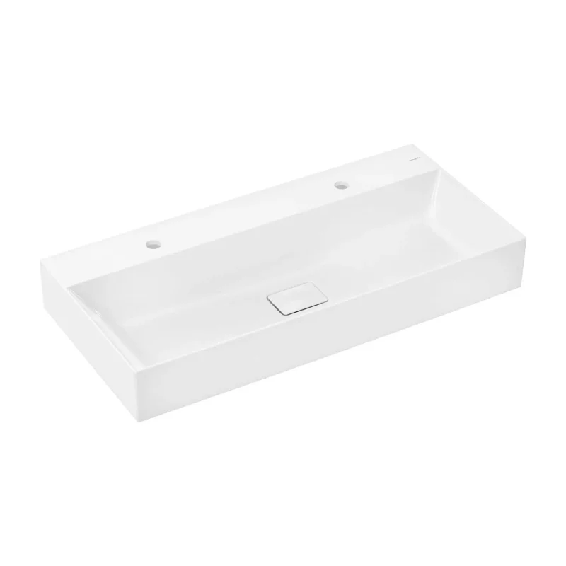 Hansgrohe Xevolos E - dubultā izlietne 100x48 cm, bez pārplūdes, 2 caurumiem jaucējkrānam, SmartClean, balta 61110450