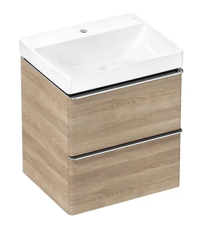 Hansgrohe Xelu Q - izlietne ar zemizlietnes skapi, 63x58x50 cm, 2 atvilktnes, dabīgs ozols/hroms 54373000