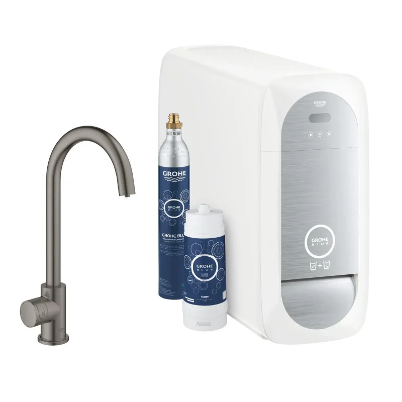 Grohe Blue Home - virtuves izlietnes ventilis Mono Connected ar dzesēšanas iekārtu un ūdens filtru, Hard Graphite birstēts 31498AL1