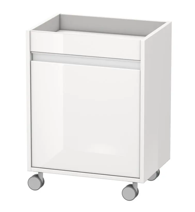 Duravit Ketho - rullīšu skapītis 67x50x36 cm, labajā pusē, 1 durvis, balts spīdīgs KT2530R2222