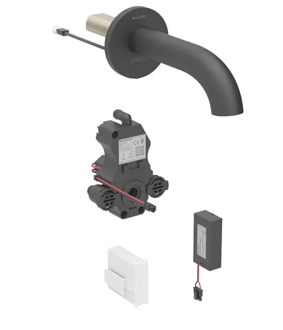 Geberit Piave - elektronisks zemapmetuma izlietnes vārsts, darbība ar baterijām, easy to clean, matēti melns 116.263.14.1
