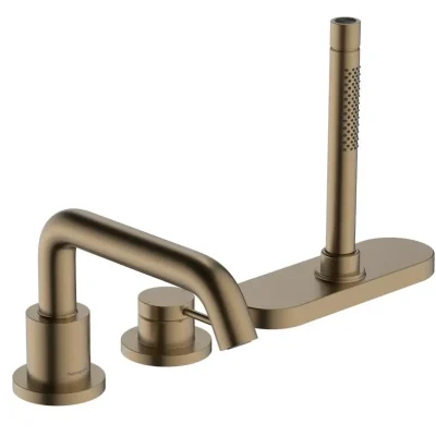 Hansgrohe Tecturis S - vannas maisītājs vannas malai, 3 caurumu montāža, sBox, birstēta bronza 73447140