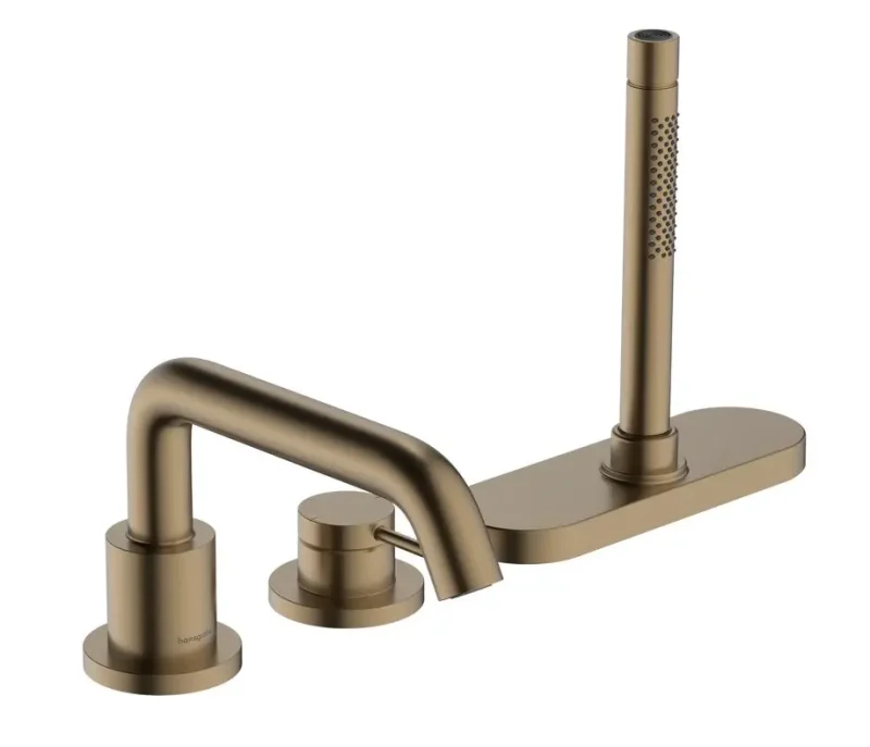 Hansgrohe Tecturis S - vannas maisītājs vannas malai, 3 caurumu montāža, sBox, birstēta bronza 73447140