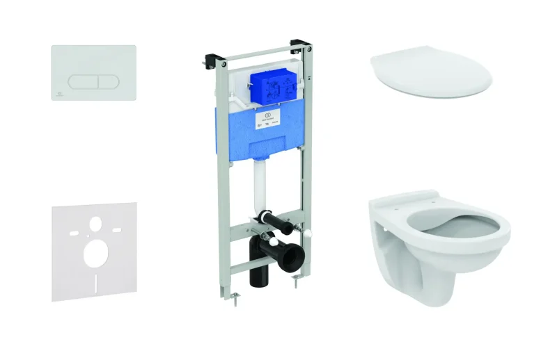 Ideal Standard ProSys - komplekts - priekšsienas elements, tualete un WC sēdeklis Dolomite Quarzo, vadības plate Oleas M1, hroms ProSys120M SP36