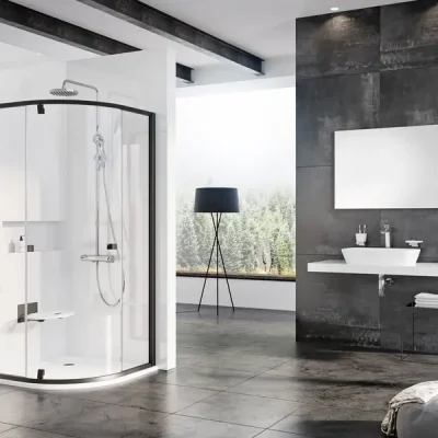 Ravak Pivot - dušas kabīne ceturtdaļapļa PSKK3-100, 97-100 cm, melna/stikls 376AA300Z1