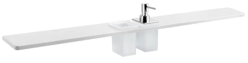 Sapho Abeline - plaukts ar ziepju dozatoru un glāzītēm, 100 cm, balts matēts/hromēts AE102-0101-02
