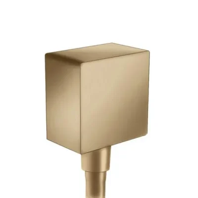 Hansgrohe Fixfit - sienas pieslēgums Square ar pretplūsmas vārstu, birstēts bronzas tonis 26455140