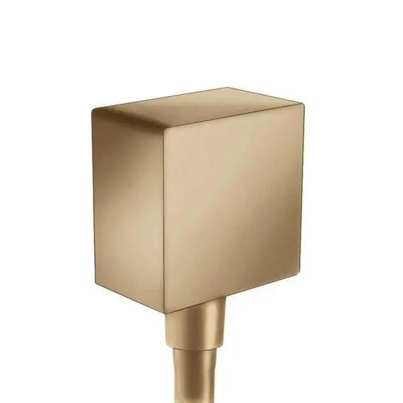 Hansgrohe Fixfit - sienas pieslēgums Square ar pretplūsmas vārstu, birstēts bronzas tonis 26455140