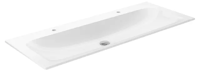Keuco Plan - dubultā izlietne 121x49 cm, bez pārplūdes, 2 jaucējkrāna caurumiem, CleanPlus, balta 32980311202