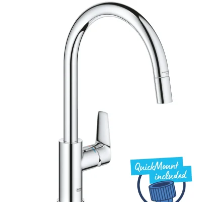 Grohe Start Edge - virtuves izlietnes maisītājs ar izvelkamu dušu, hroms 30550000