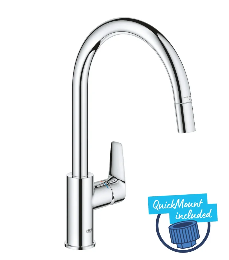 Grohe Start Edge - virtuves izlietnes maisītājs ar izvelkamu dušu, hroms 30550000