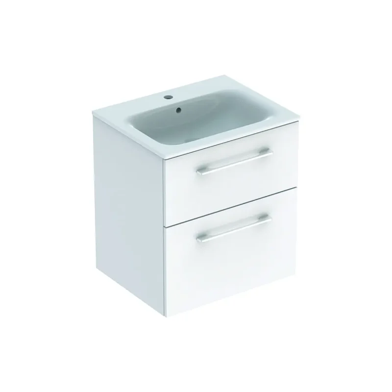 Geberit Selnova Square - izlietnes skapis 64x54x48 cm, ar izlietni, 2 atvilktnes, spīdīgi balts 501.236.00.1