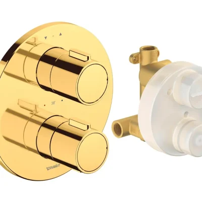 Duravit - termostatisks zemapmetuma maisītājs, 2 patērētājiem, ar pamatkorpusu, zelts TH4200008034