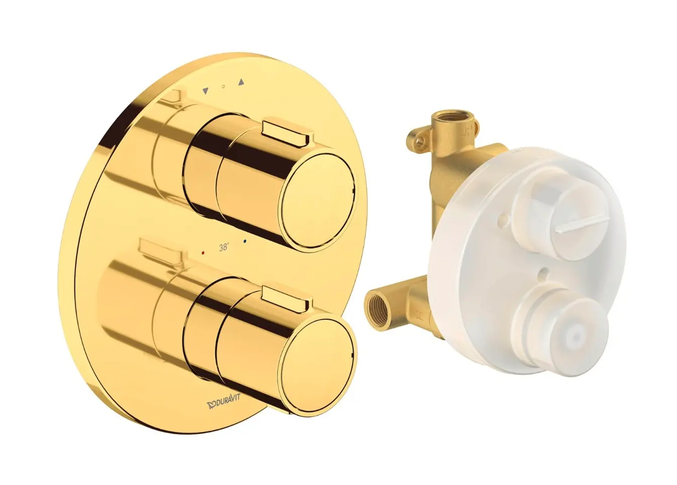 Duravit - termostatisks zemapmetuma maisītājs, 2 patērētājiem, ar pamatkorpusu, zelts TH4200008034