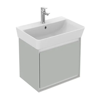 Ideal Standard Connect Air - izlietnes skapītis Cube 50 cm, gaiši pelēks spīdīgs/balts lakots matēts E0842EQ