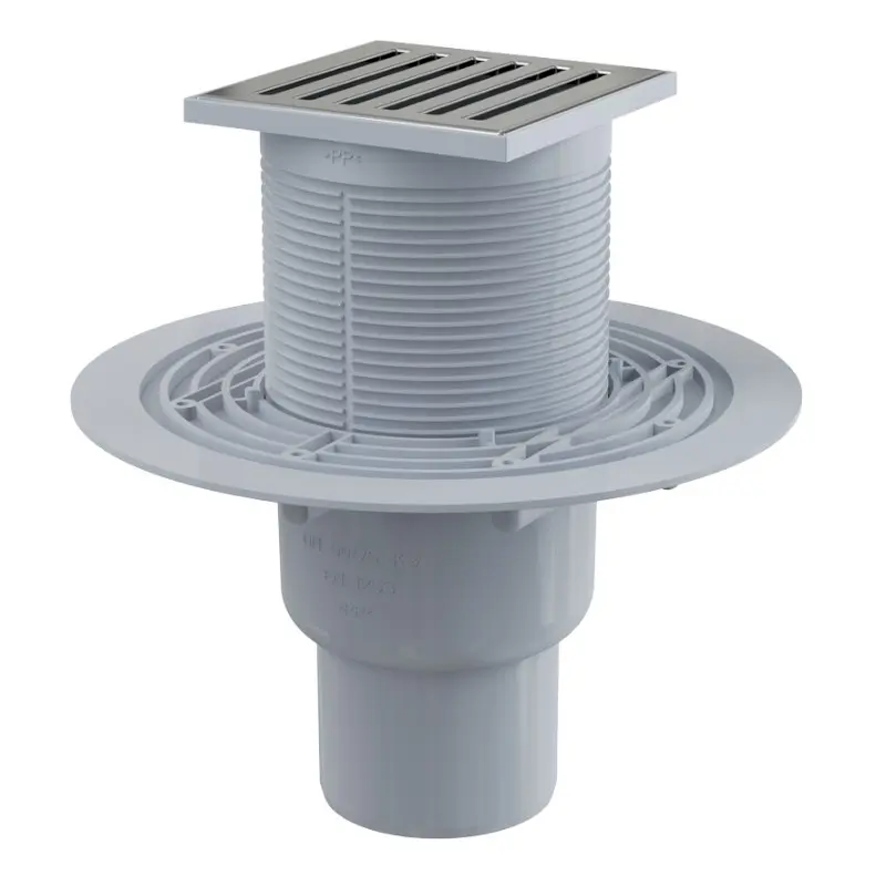 Alcadrain vannas istabas notekas - grīdas noteka 11x11 cm, diametrs 5/8 cm, ūdens smaku aizbāznis, nerūsējošais tērauds/plastmasa APV203