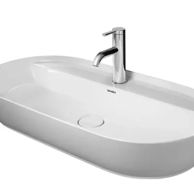 Duravit Luv - uzliekamā izlietne, 80x40 cm, ar 1 jaucējkrāna atveri, DuraCeram, ar WonderGliss, Alpu balts 03808000001
