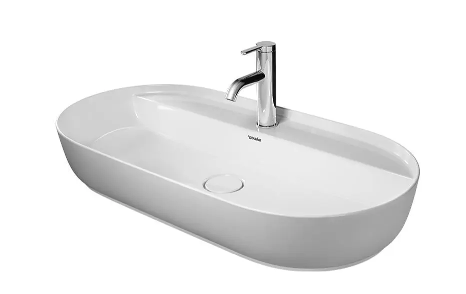 Duravit Luv - uzliekamā izlietne, 80x40 cm, ar 1 jaucējkrāna atveri, DuraCeram, ar WonderGliss, Alpu balts 03808000001