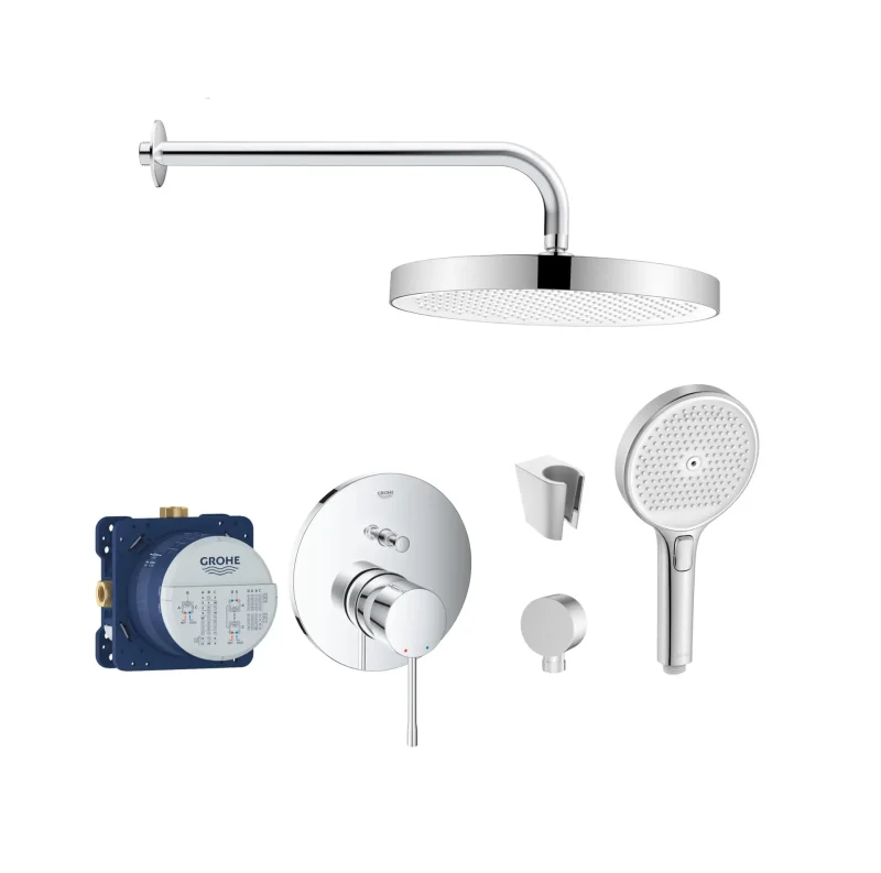Grohe/Kielle - dušas komplekts ar maisītāju un zemapmetuma montāžas korpusu, hroms SANI21GKK013