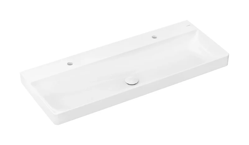Hansgrohe Xelu Q - izlietne 120x48 cm, bez pārplūdes, 2 caurumiem jaucējkrānam, SmartClean, balta 61044450