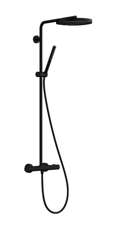 Hansgrohe Pulsify S Puro - dušas komplekts ar termostatu, diametrs 26 cm, 1 strūkla, EcoSmart, matēti melns 24223670