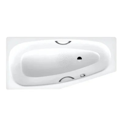 Kaldewei Advantage - Asimetriska vanna Mini Star labā puse 831, 157x75/50 cm, ar rokturu atverēm, neslīdoša, pērļu efekts, balta 224730003001