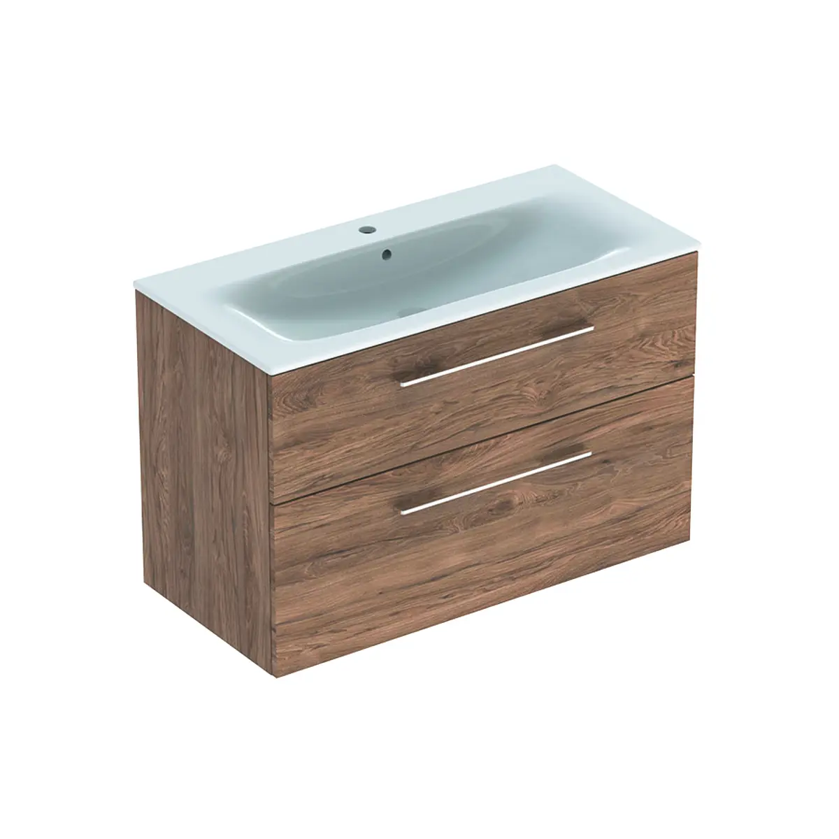 Geberit Selnova Square - izlietnes skapis 64x54x48 cm, ar izlietni, 2 atvilktnes, Hickory rieksts 501.246.00.1