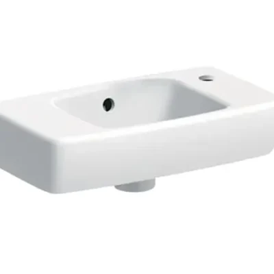 Geberit Selnova - rokas izlietne 45x25 cm, ar 1 jaucējkrāna atveri labajā pusē, ar pārplūdi, balta 500.318.01.5