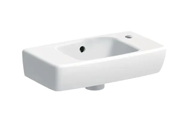Geberit Selnova - rokas izlietne 45x25 cm, ar 1 jaucējkrāna atveri labajā pusē, ar pārplūdi, balta 500.318.01.5