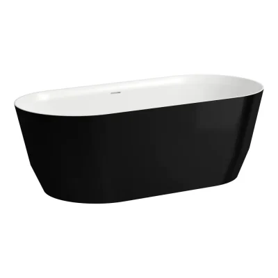 Laufen Pro - vanna 165x75 cm, melns spīdīgs/balta H2399520640001