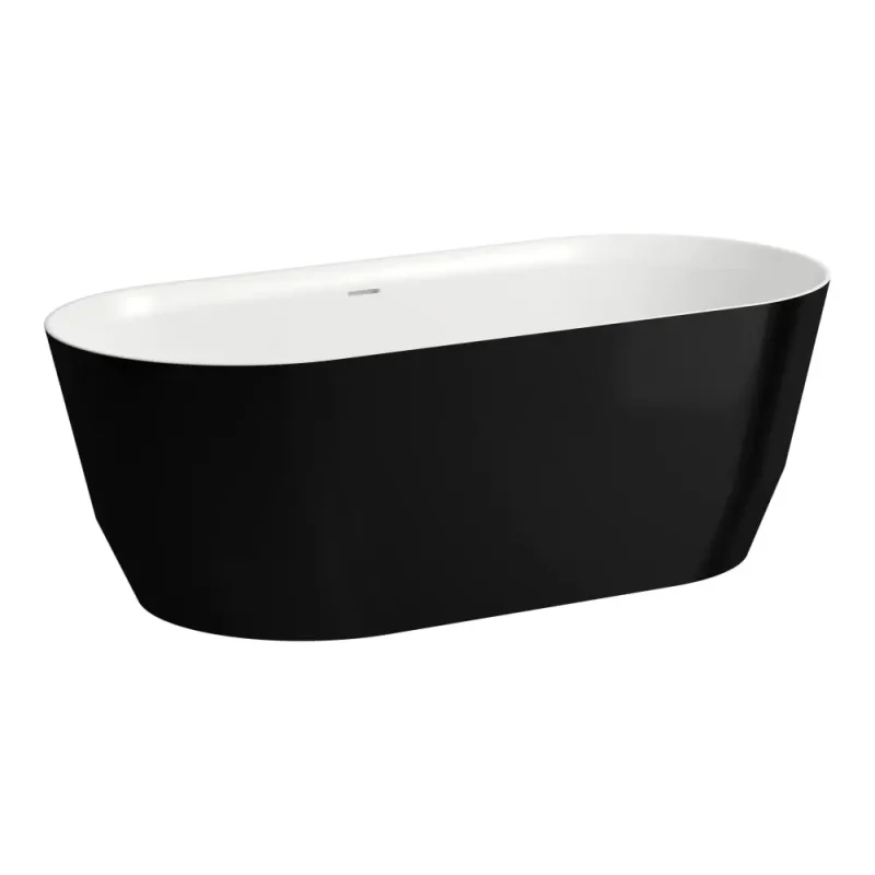 Laufen Pro - vanna 165x75 cm, melns spīdīgs/balta H2399520640001