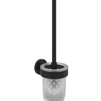 Villeroy & Boch Elements Tender - pie sienas montējama tualetes birste ar turētāju, stikls/melns matēts TVA151016000K5
