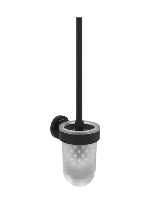 Villeroy & Boch Elements Tender - pie sienas montējama tualetes birste ar turētāju, stikls/melns matēts TVA151016000K5