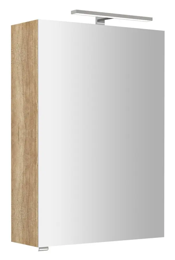 Sapho Riwa - spoguļskapis ar LED apgaismojumu 70x50x17 cm, 1 durvis, eņģes labajā pusē, Alabama ozols RIW050-0022