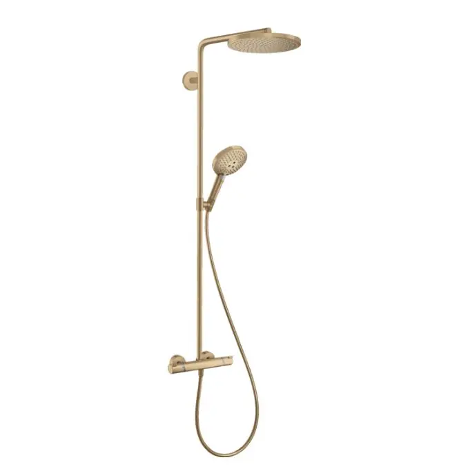 Hansgrohe Raindance S - dušas komplekts ar termostatu, diametrs 24 cm, 3 strūklas veidi, EcoSmart+, matēta bronza 28825140