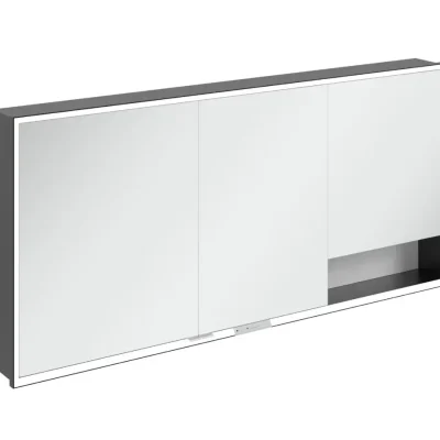 Villeroy & Boch My View+ - spoguļskapītis ar LED apgaismojumu 160x75x17 cm, 3 durvis, Brilliant White/matēti melns B48216VE