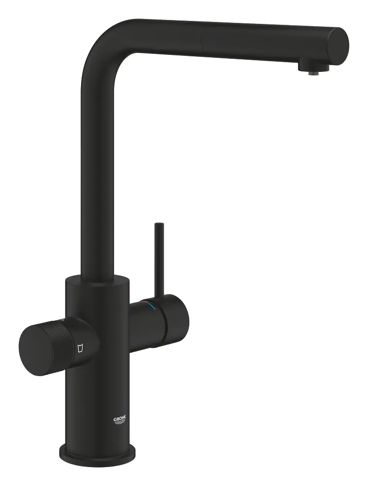 Grohe Blue Pure - virtuves izlietnes maisītājs Minta ar filtra funkciju un izvelkamu uzgali, phantom black 30590KF0