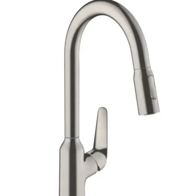Hansgrohe Focus M42 - virtuves izlietnes maisītājs M429-H220 ar izvelkamu dušu, nerūsējošā tērauda izskats 71800800