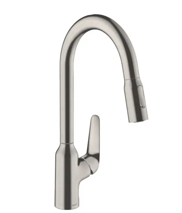 Hansgrohe Focus M42 - virtuves izlietnes maisītājs M429-H220 ar izvelkamu dušu, nerūsējošā tērauda izskats 71800800