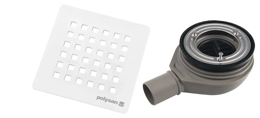 Polysan Flexia - Geberit dušas paliktņa sifons, diametrs 90 mm, DN40, pārsega plāksne balta 17741